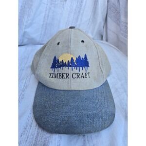 Timber Craft "sunset trees" logo cap light tan crown heather grey brim USA made